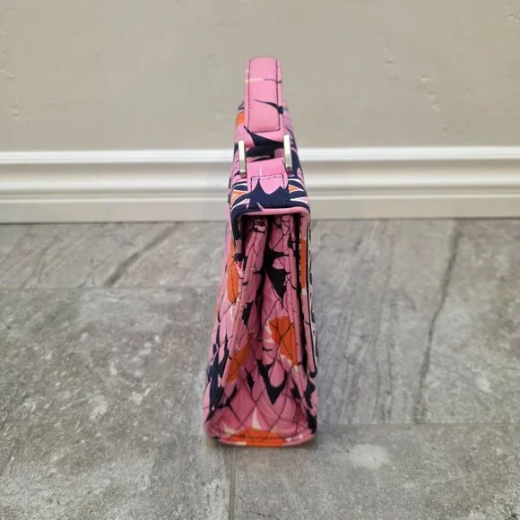Vera Bradley Loves Me Pattern BLUE & PINK Julia Purse Turn Lock Detachable Strap - Picture 5 of 11